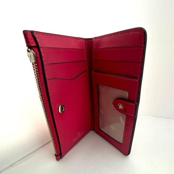Kate Spade Leather Bifold Wallet Pink - Zipper Defect (Missing Pull Tab) - Picture 8 of 9